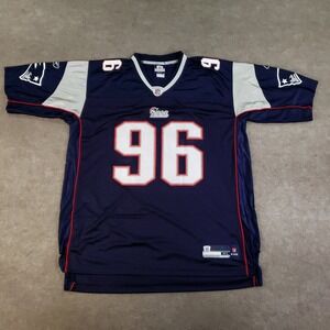 New England Patriots Adalius Thomas Jersey Mens Size XL Blue Mesh Reebok #96 MP9